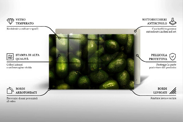 Üveg vágódeszka Avokádó gyümölcs