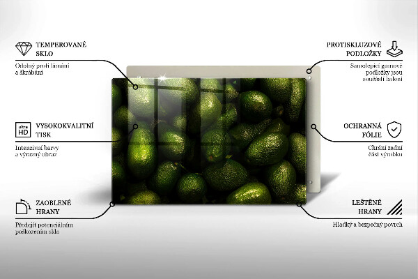 Üveg vágódeszka Avokádó gyümölcs