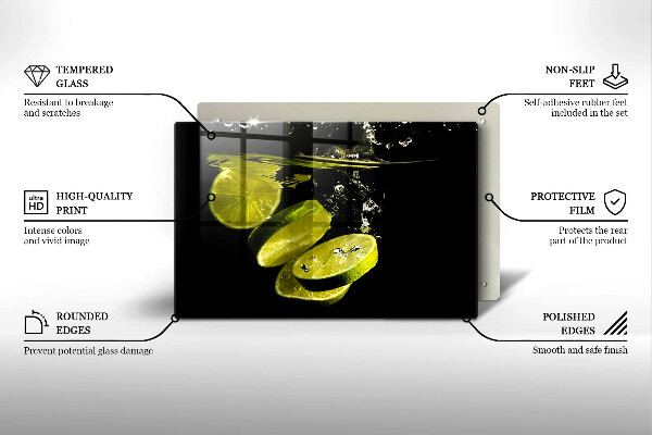 Üveg vágódeszka Lime vízben