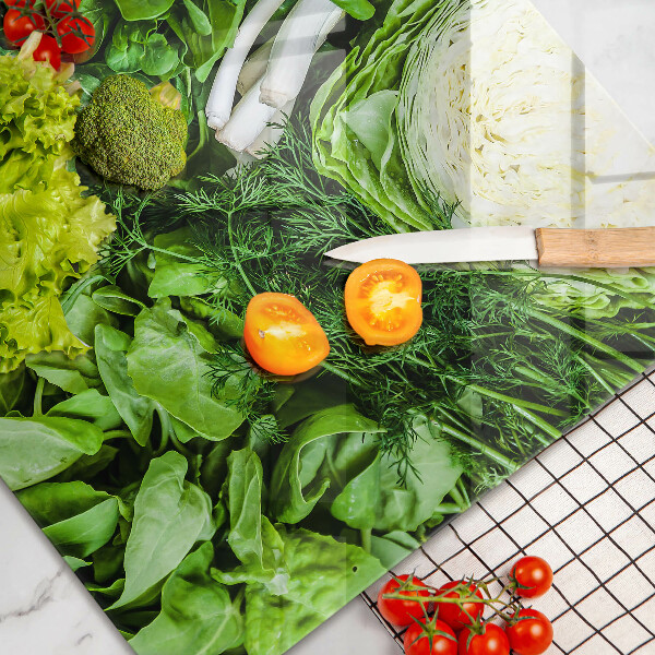 Üveg vágódeszka Zöld zöldségek