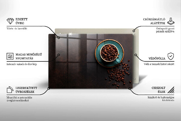 Üveg vágódeszka Egy csésze kávébab