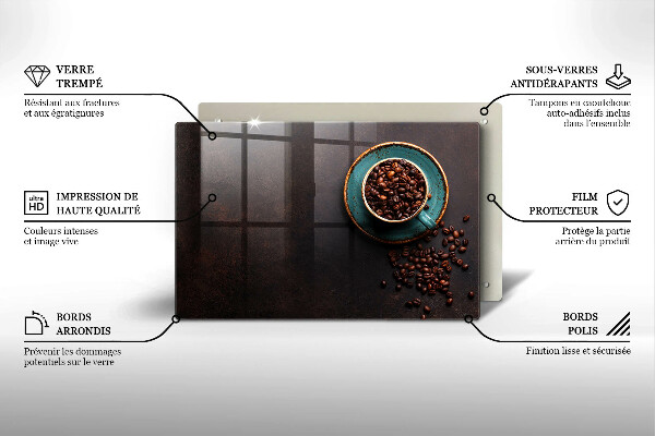 Üveg vágódeszka Egy csésze kávébab