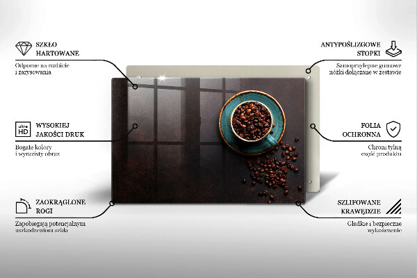 Üveg vágódeszka Egy csésze kávébab