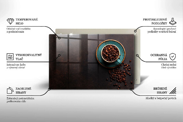 Üveg vágódeszka Egy csésze kávébab