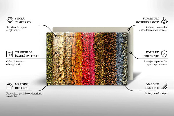 Üveg vágódeszka Színes fűszerek