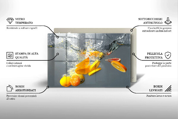 Üveg vágódeszka Citrom vízben