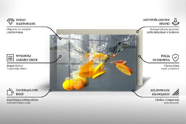 Üveg vágódeszka Citrom vízben