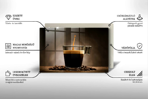 Üveg vágódeszka Üveg és kávébab