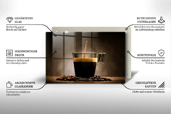 Üveg vágódeszka Üveg és kávébab