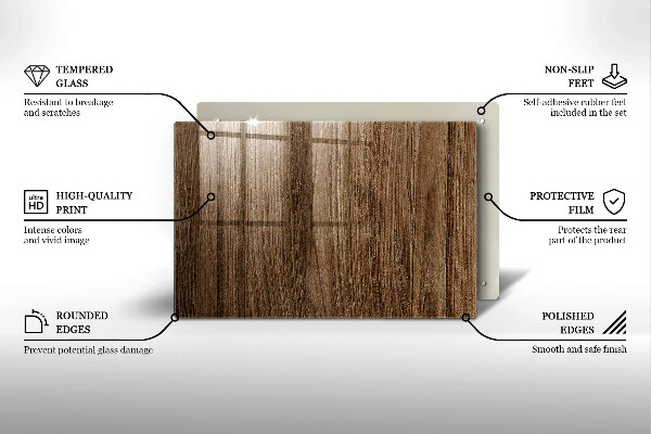 Üveg vágódeszka Fa textúra