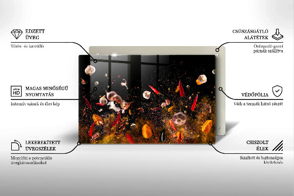 Üveg vágódeszka Forró fűszerek