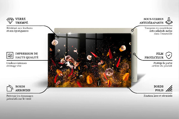 Üveg vágódeszka Forró fűszerek