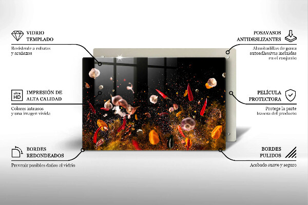 Üveg vágódeszka Forró fűszerek