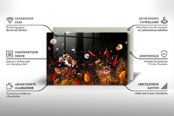 Üveg vágódeszka Forró fűszerek