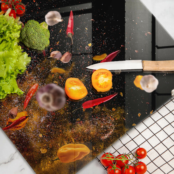 Üveg vágódeszka Forró fűszerek