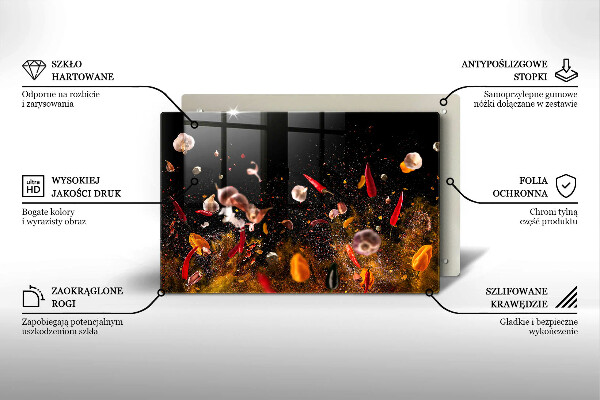 Üveg vágódeszka Forró fűszerek