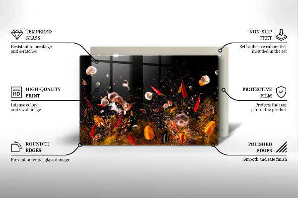 Üveg vágódeszka Forró fűszerek