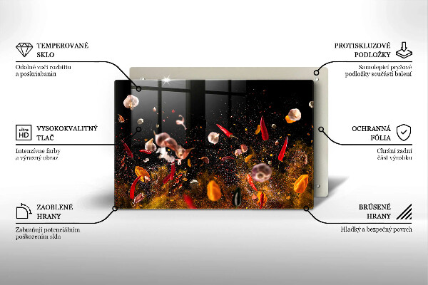 Üveg vágódeszka Forró fűszerek