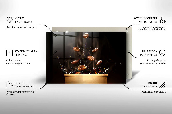 Üveg vágódeszka Forró kávébab