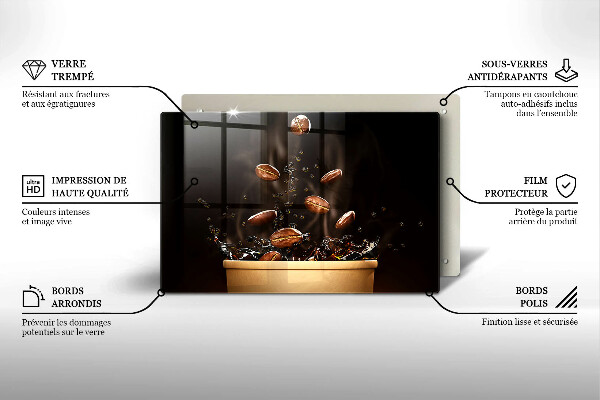 Üveg vágódeszka Forró kávébab