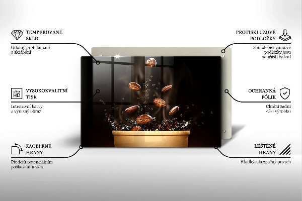 Üveg vágódeszka Forró kávébab