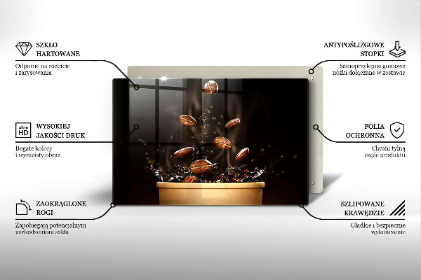 Üveg vágódeszka Forró kávébab