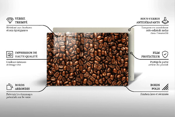 Üveg vágódeszka Kávébab