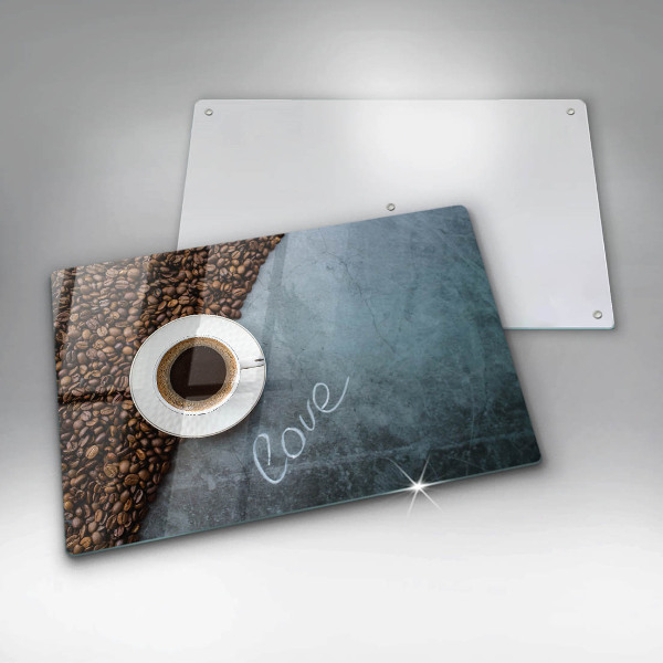 Üveg vágódeszka Kávébab és csésze