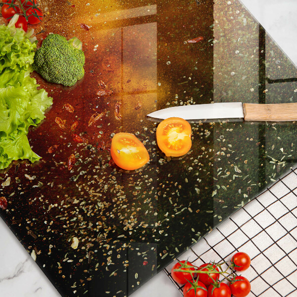 Üveg vágódeszka Színes fűszerek