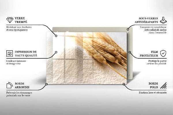 Üveg vágódeszka Liszt és kalászok