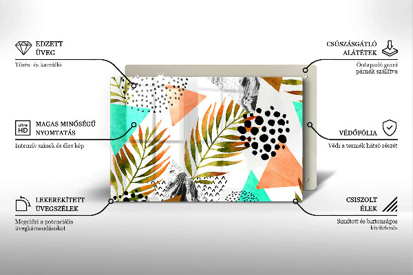 Üveg vágódeszka Boho levelek minta