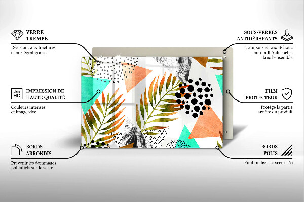 Üveg vágódeszka Boho levelek minta