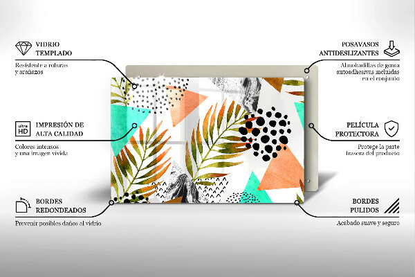 Üveg vágódeszka Boho levelek minta