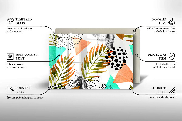 Üveg vágódeszka Boho levelek minta