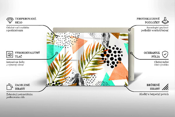 Üveg vágódeszka Boho levelek minta