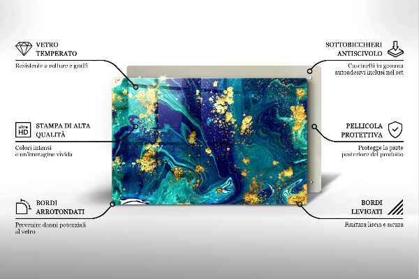 Üveg vágódeszka Absztrakció arannyal