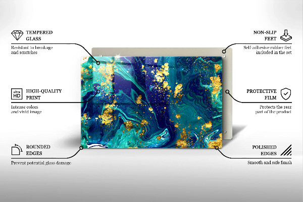 Üveg vágódeszka Absztrakció arannyal