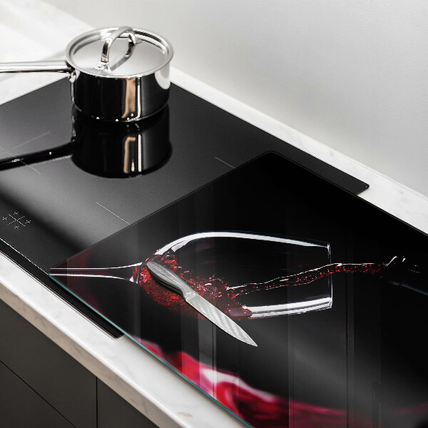 Üveg vágódeszka Egy pohár vörösbor