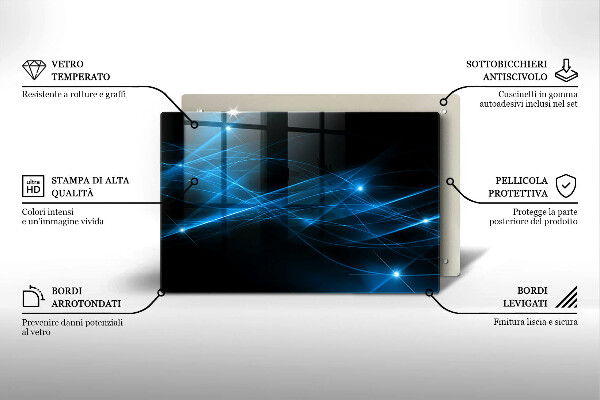 Üveg vágódeszka Absztrakt kék füst