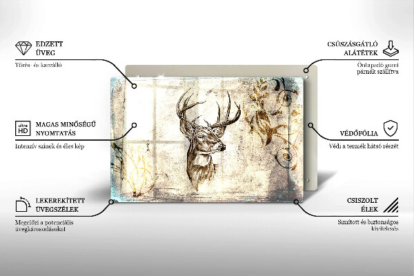 Üveg vágódeszka Szarvas állat illusztráció