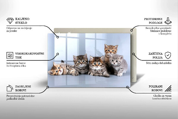 Üveg vágódeszka Édes kis cicák