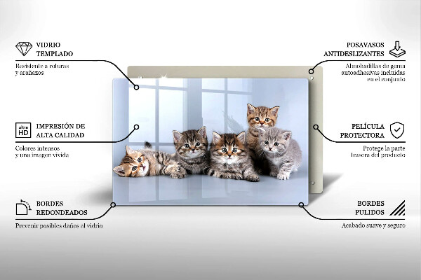 Üveg vágódeszka Édes kis cicák