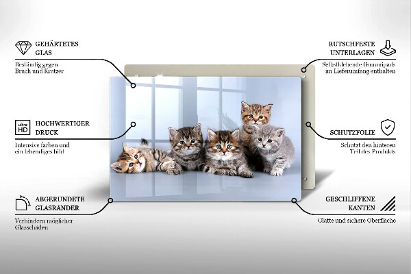 Üveg vágódeszka Édes kis cicák