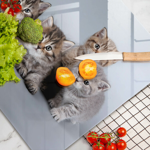 Üveg vágódeszka Édes kis cicák