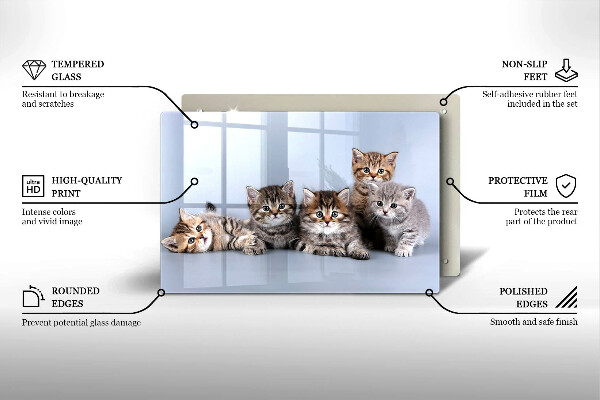 Üveg vágódeszka Édes kis cicák