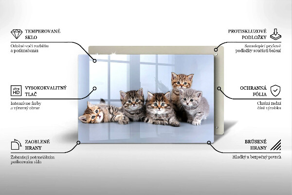 Üveg vágódeszka Édes kis cicák