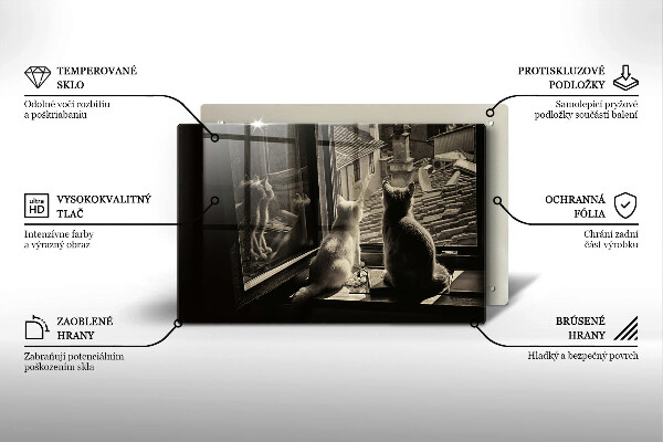 Üveg vágódeszka Macskák város és ablak