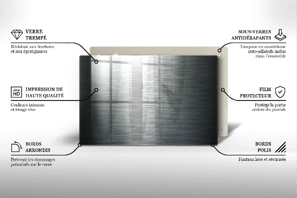 Üveg vágódeszka Fém textúra