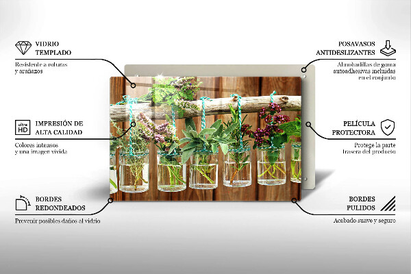 Üveg vágódeszka Gyógynövények évjárat