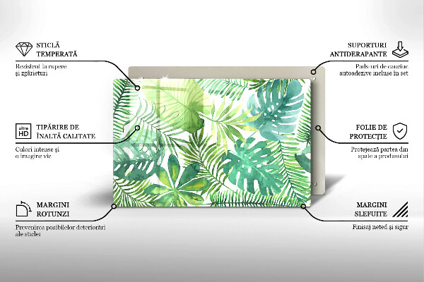 Üveg vágódeszka Akvarell boho levelek